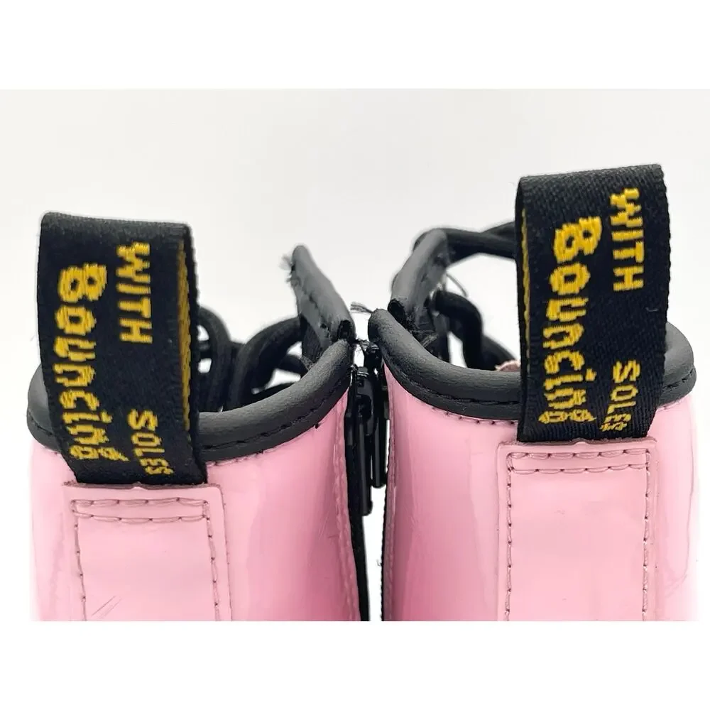 Girls Dr Martens Air Wair Pale Pink Patent Leather 1460 J Ankle ZIp Boots Size 1